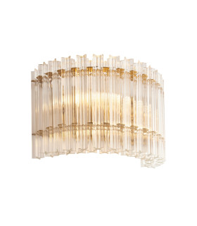 Alderley Wall Lamp Brushed Aged Brass Plate & Clear Glass 2 x 7W LED E14-1