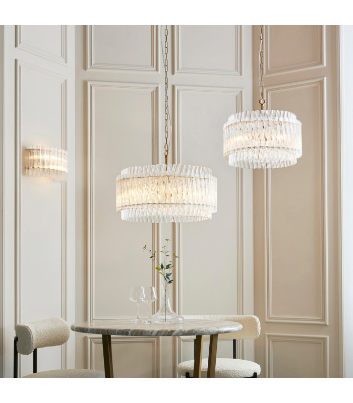 Langford Pendant Ceiling Light Brushed Aged Brass Plate & Clear Glass 5 x 7W LED E14-7