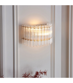 Alderley Wall Lamp Brushed Aged Brass Plate & Clear Glass 2 x 7W LED E14-2