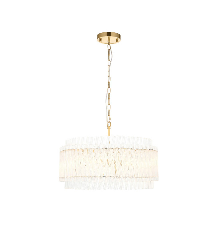 Langford Pendant Ceiling Light Brushed Aged Brass Plate & Clear Glass 5 x 7W LED E14-8