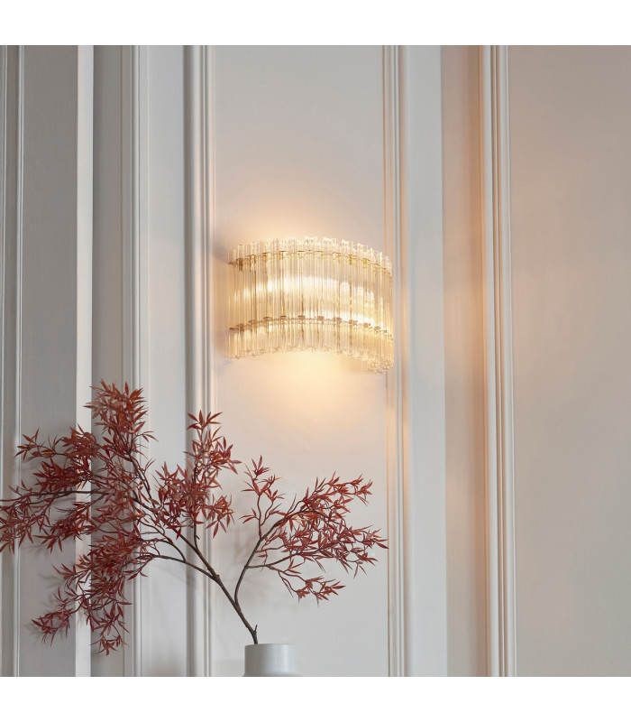 Alderley Wall Lamp Brushed Aged Brass Plate & Clear Glass 2 x 7W LED E14-3