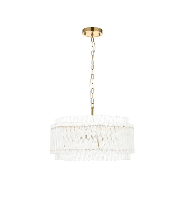 Langford Pendant Ceiling Light Brushed Aged Brass Plate & Clear Glass 5 x 7W LED E14-9