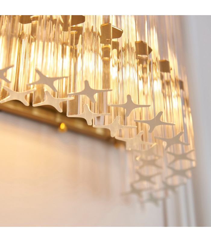Alderley Wall Lamp Brushed Aged Brass Plate & Clear Glass 2 x 7W LED E14-6