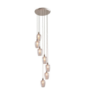 Livorno Cluster Pendant Ceiling Light Bright Nickel Plate & Clear Glass 7 x 10W LED E27-1