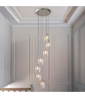 Livorno Cluster Pendant Ceiling Light Bright Nickel Plate & Clear Glass 7 x 10W LED E27-2