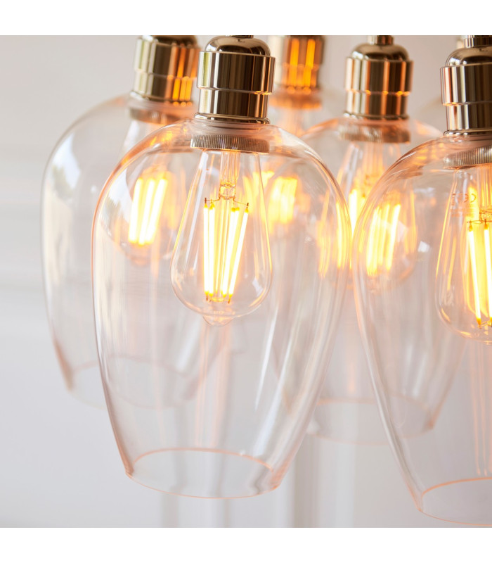 Livorno Cluster Pendant Ceiling Light Bright Nickel Plate & Clear Glass 7 x 10W LED E27-6