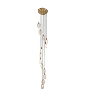 Livorno Cluster Pendant Ceiling Light Antique Brass Plate & Clear Glass 13 x 10W LED E27-1