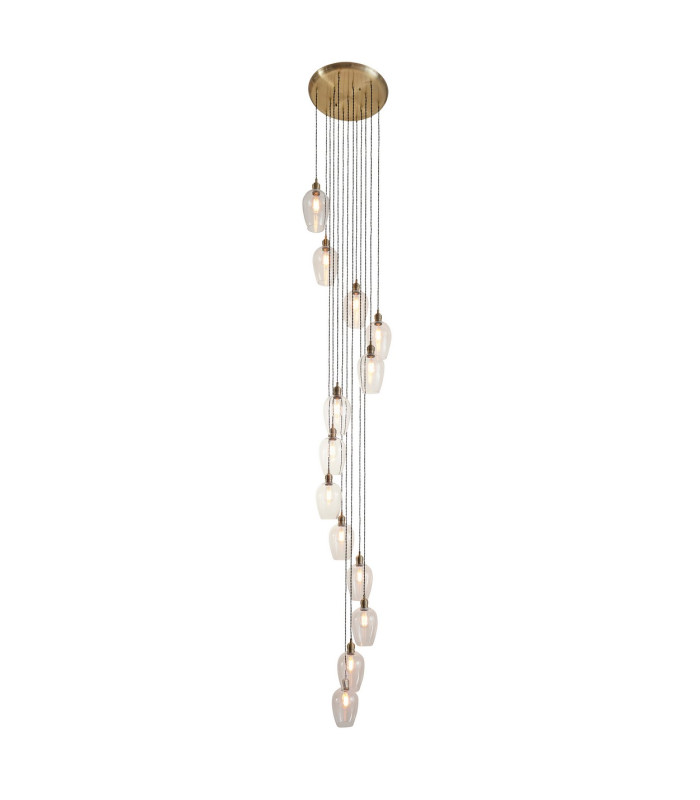 Livorno Cluster Pendant Ceiling Light Antique Brass Plate & Clear Glass 13 x 10W LED E27-1