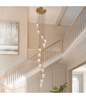 Livorno Cluster Pendant Ceiling Light Antique Brass Plate & Clear Glass 13 x 10W LED E27-2