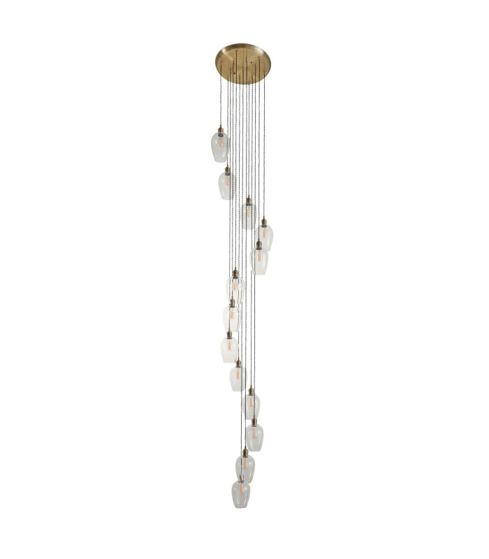 Livorno Cluster Pendant Ceiling Light Antique Brass Plate & Clear Glass 13 x 10W LED E27-8