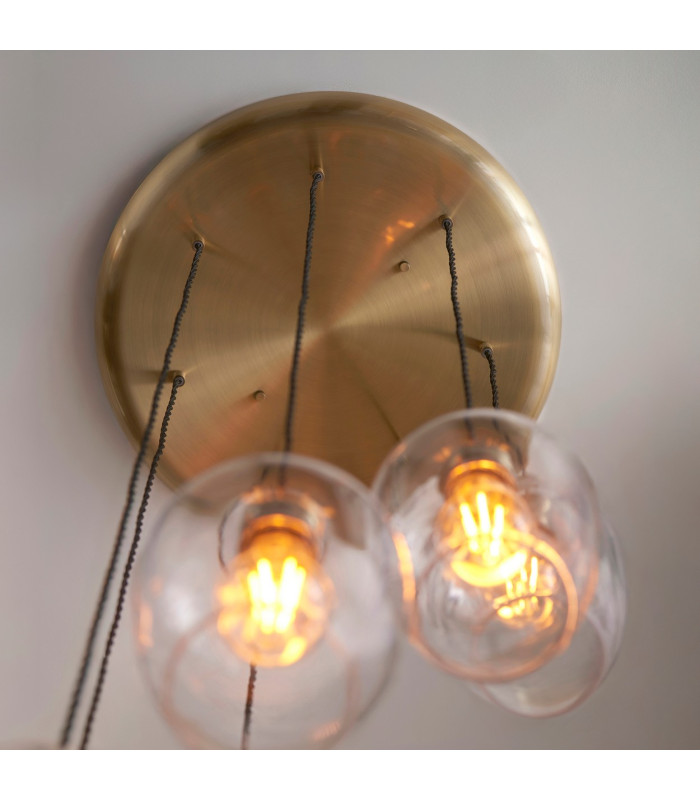 Livorno Cluster Pendant Ceiling Light Antique Brass Plate & Clear Glass 7 x 10W LED E27-6