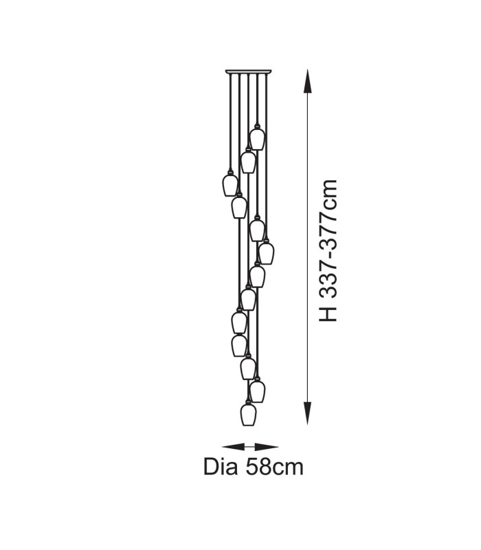 Livorno Cluster Pendant Ceiling Light Antique Brass Plate & Clear Glass 13 x 10W LED E27-9