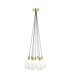 Livorno Cluster Pendant Ceiling Light Antique Brass Plate & Clear Glass 7 x 10W LED E27-1