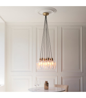 Livorno Cluster Pendant Ceiling Light Antique Brass Plate & Clear Glass 7 x 10W LED E27-2
