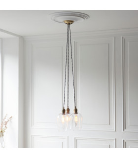Livorno Cluster Pendant Ceiling Light Antique Brass Plate & Clear Glass 3 x 10W LED E27-2