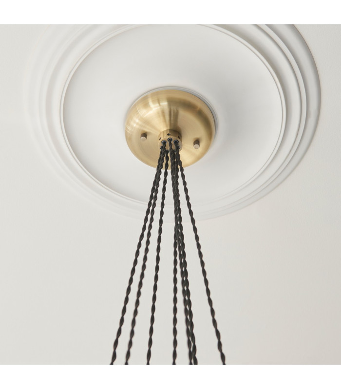 Livorno Cluster Pendant Ceiling Light Antique Brass Plate & Clear Glass 7 x 10W LED E27-7