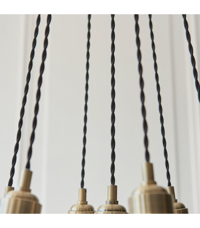 Livorno Cluster Pendant Ceiling Light Antique Brass Plate & Clear Glass 7 x 10W LED E27-8