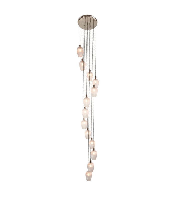 Livorno Cluster Pendant Ceiling Light Bright Nickel Plate & Clear Ribbed Glass 13 x 10W LED E27-1