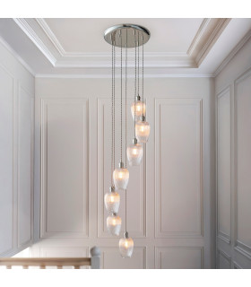 Livorno Cluster Pendant Ceiling Light Bright Nickel Plate & Clear Ribbed Glass 7 x 10W LED E27-2