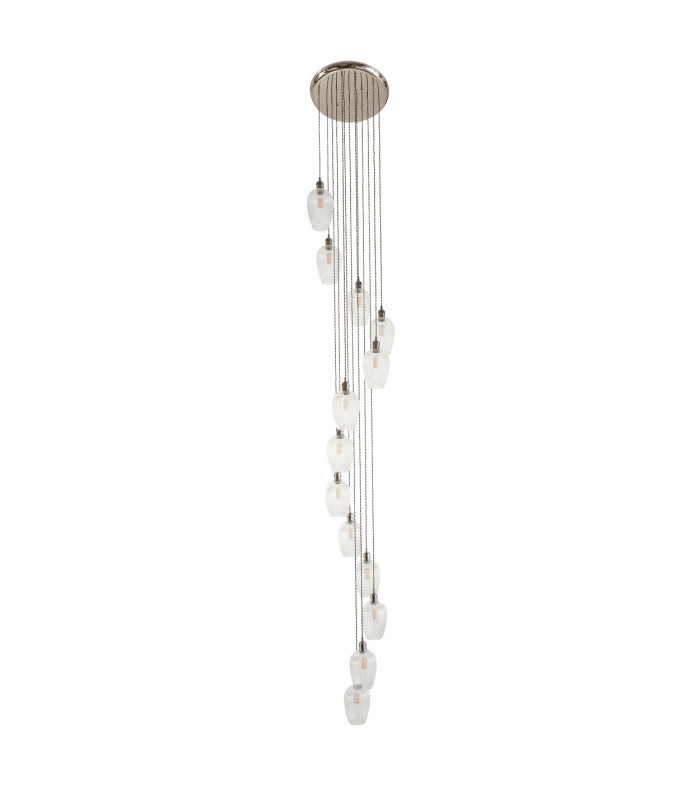 Livorno Cluster Pendant Ceiling Light Bright Nickel Plate & Clear Ribbed Glass 13 x 10W LED E27-8