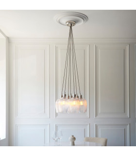 Livorno Cluster Pendant Ceiling Light Bright Nickel Plate & Clear Ribbed Glass 7 x 10W LED E27-2