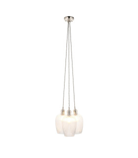 Livorno Cluster Pendant Ceiling Light Bright Nickel Plate & Clear Ribbed Glass 3 x 10W LED E27-1