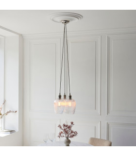 Livorno Cluster Pendant Ceiling Light Bright Nickel Plate & Clear Ribbed Glass 3 x 10W LED E27-2