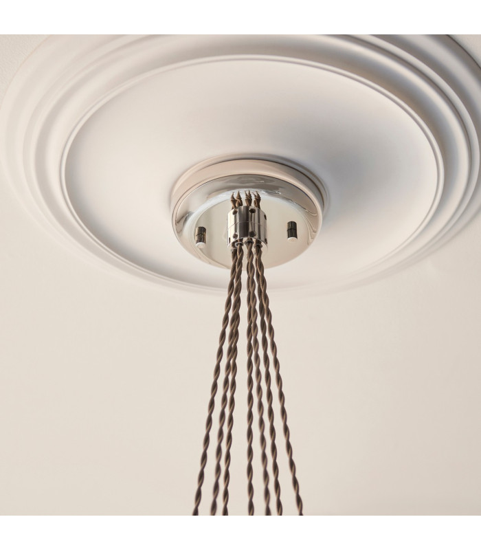 Livorno Cluster Pendant Ceiling Light Bright Nickel Plate & Clear Ribbed Glass 7 x 10W LED E27-8