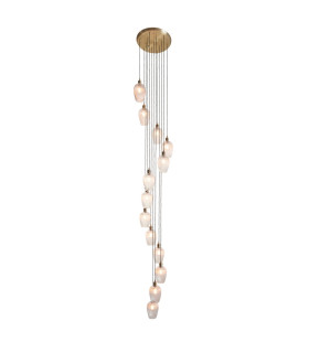 Livorno Cluster Pendant Ceiling Light Antique Brass Plate & Clear Ribbed Glass 13 x 10W LED E27-1