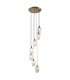 Livorno Cluster Pendant Ceiling Light Antique Brass Plate & Clear Ribbed Glass 7 x 10W LED E27-1