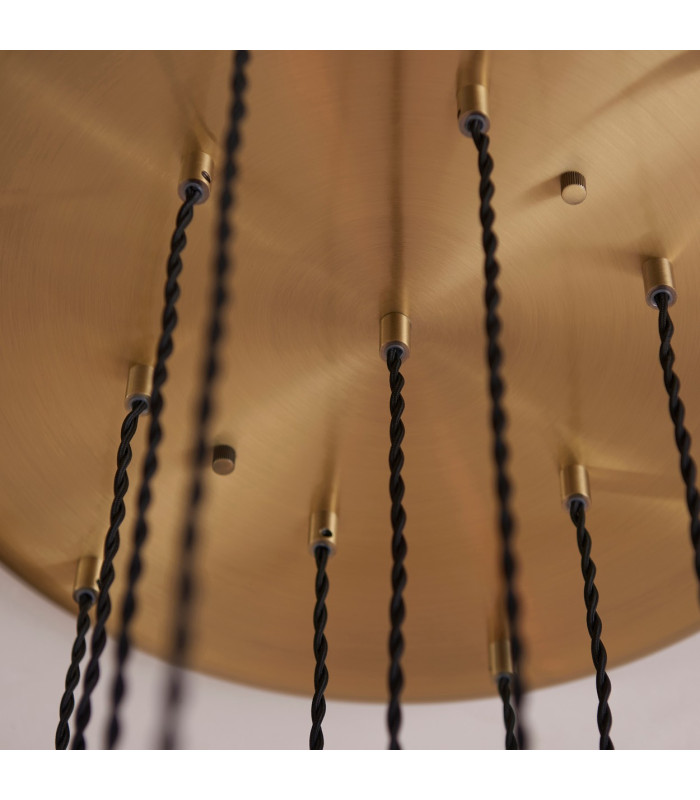 Livorno Cluster Pendant Ceiling Light Antique Brass Plate & Clear Ribbed Glass 13 x 10W LED E27-7