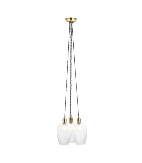 Livorno Cluster Pendant Ceiling Light Antique Brass Plate & Clear Ribbed Glass 3 x 10W LED E27-1