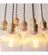 Livorno Cluster Pendant Ceiling Light Antique Brass Plate & Clear Ribbed Glass 7 x 10W LED E27-6