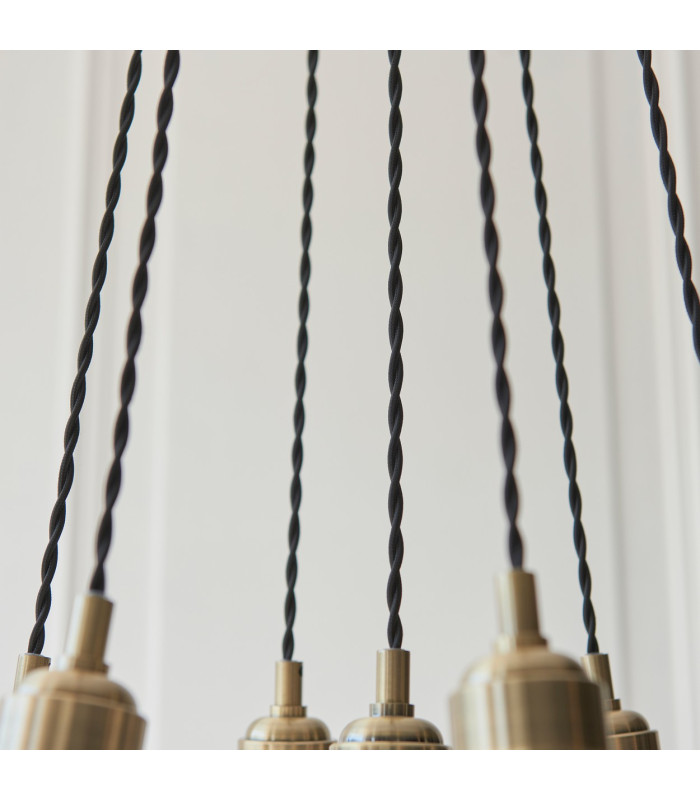 Livorno Cluster Pendant Ceiling Light Antique Brass Plate & Clear Ribbed Glass 7 x 10W LED E27-8