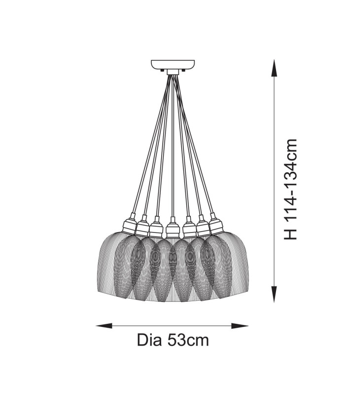 Livorno Cluster Pendant Ceiling Light Antique Brass Plate & Clear Ribbed Glass 7 x 10W LED E27-10