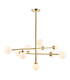 Grosseto Multi Arm Pendant Ceiling Light Satin Brass Plate & Gloss White Glass 10 x 5W LED G9-1