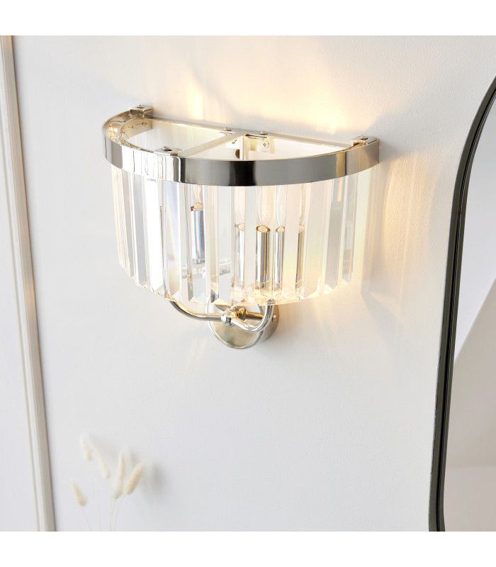 Ascoli Wall Lamp Bright Nickel Plate & Clear Cut Glass 2 x 6W LED E14-4