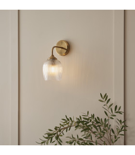 Langford Pendant Ceiling Light Brushed Aged Brass Plate & Clear Glass 5x E14-2