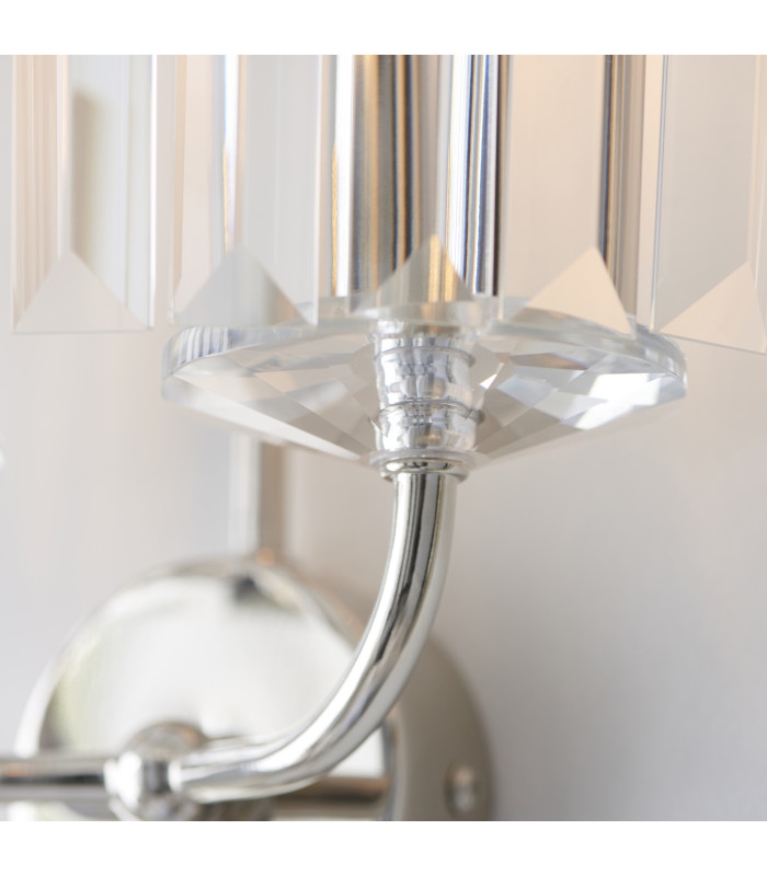 Ascoli Wall Lamp Bright Nickel Plate & Clear Cut Glass 2 x 6W LED E14-6