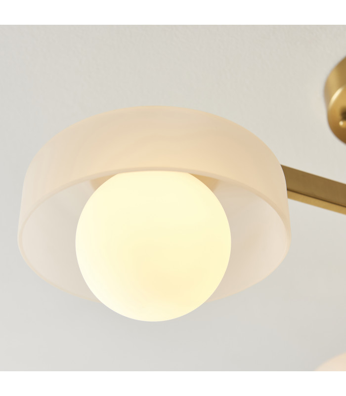 Thistle Pendant Ceiling Light Brushed Aged Brass Plate & Handmade Champagne Glass 3x E14-7