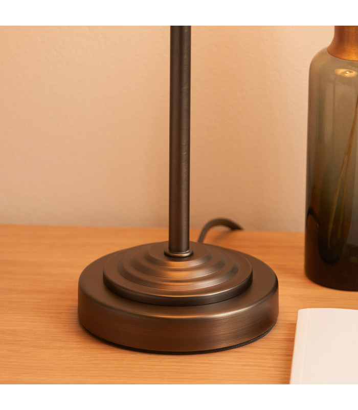 Rise Antique Bronze Plate Table Lamp with Apricot Orange Fabric Zigzag Shade 16cm 7W LED E14-6