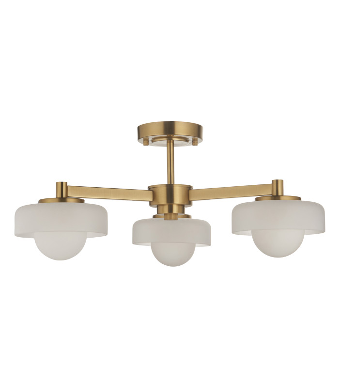 Thistle Pendant Ceiling Light Brushed Aged Brass Plate & Handmade Champagne Glass 3x E14-8