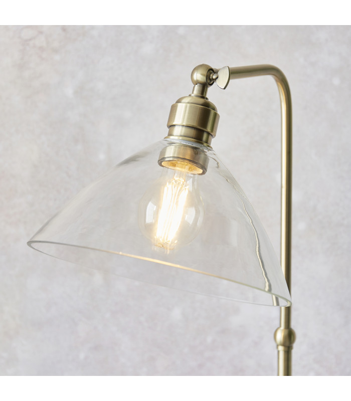 Bellora Glass Floor Lamp Antique Brass Plate & Clear Glass 10W LED E27-3