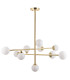 Grosseto Multi Arm Pendant Ceiling Light Satin Brass Plate & Gloss White Glass 10 x 5W LED G9-7