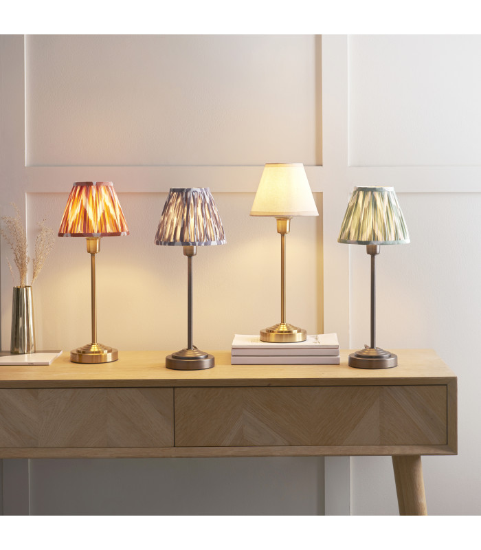 Rise Antique Bronze Plate Table Lamp with Apricot Orange Fabric Zigzag Shade 16cm 7W LED E14-8