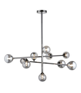 Grosseto Multi Arm Pendant Ceiling Light Black Chrome Plate & Smoked Mirror Glass 10 x 5W LED G9-1