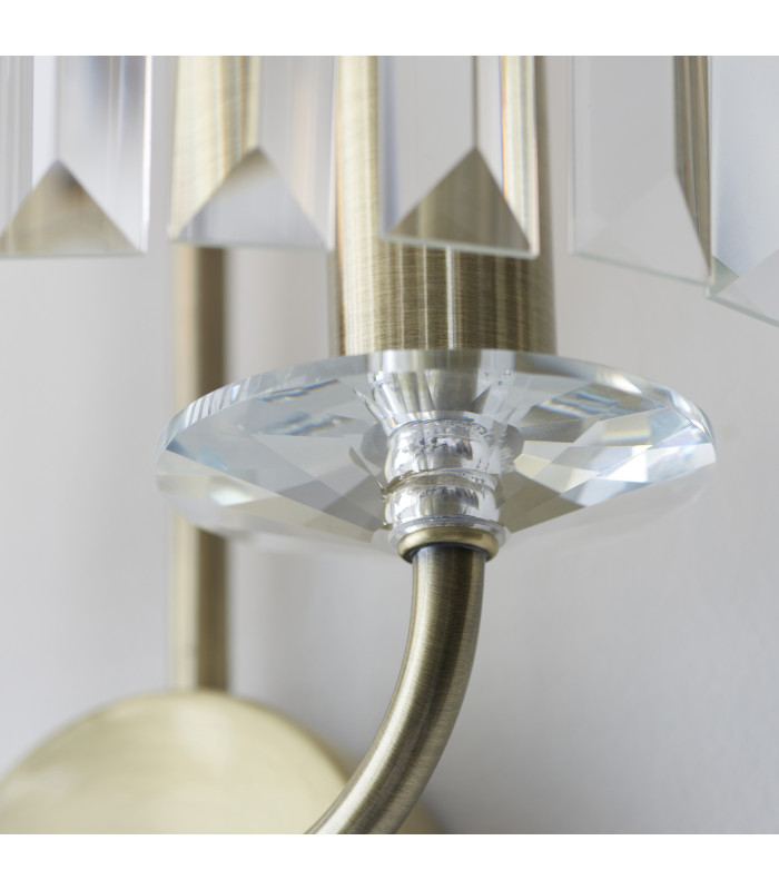 Ascoli Wall Lamp Antique Brass Plate & Clear Cut Glass 2 x 6W LED E14-8