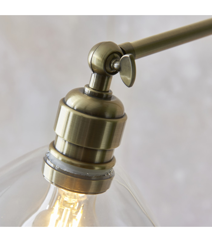 Bellora Glass Floor Lamp Antique Brass Plate & Clear Glass 10W LED E27-5