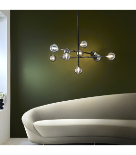 Grosseto Multi Arm Pendant Ceiling Light Black Chrome Plate & Smoked Mirror Glass 10 x 5W LED G9-2