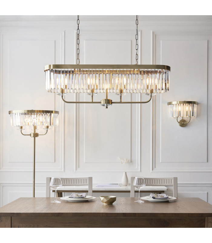 Ascoli Wall Lamp Antique Brass Plate & Clear Cut Glass 2 x 6W LED E14-9